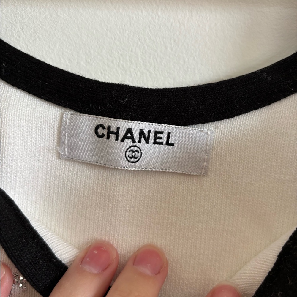 Chanel White Tank Top with Black Trim - Picture 3 of 5